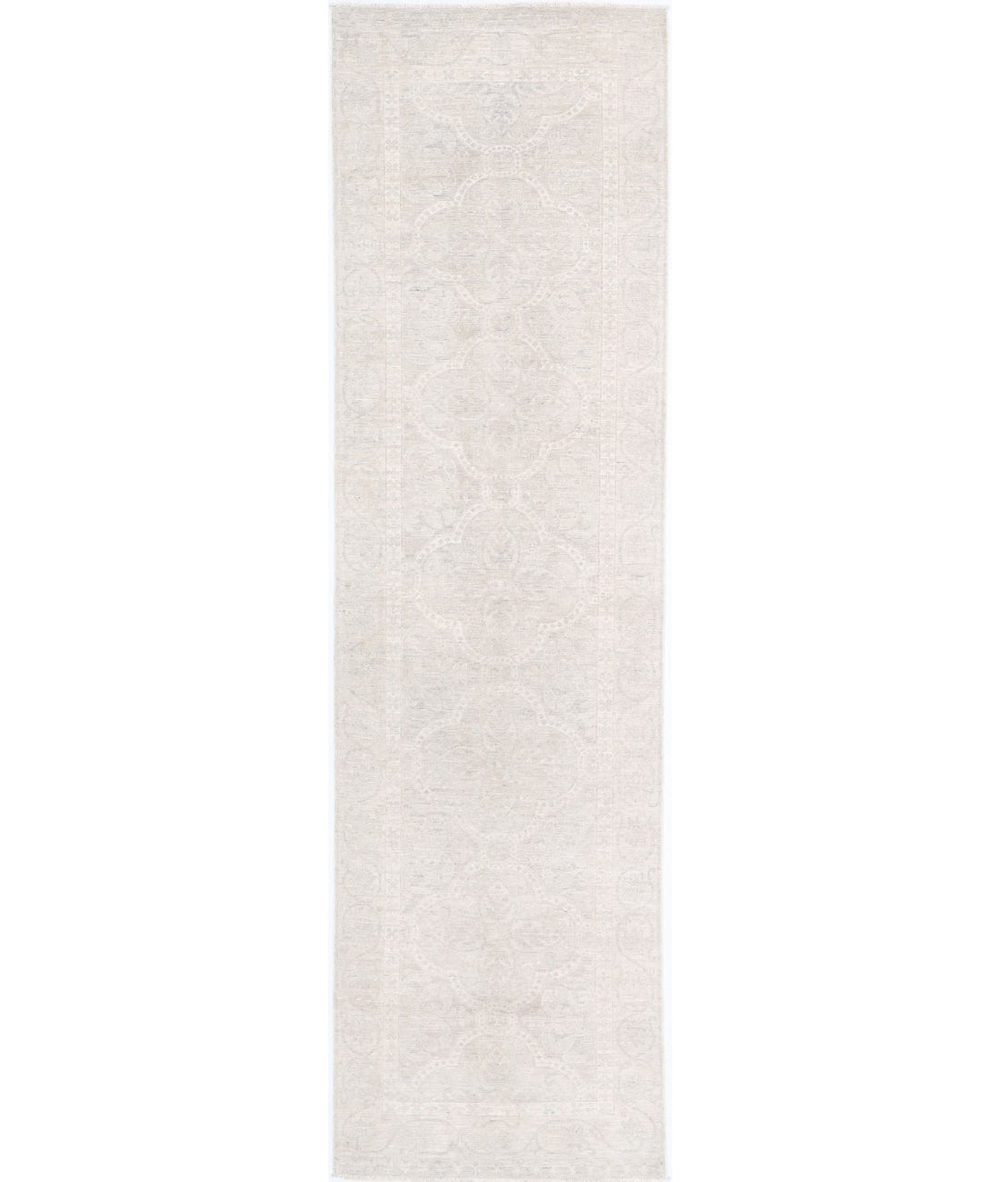 Serenity 2'9'' X 10'6'' Hand-Knotted Wool Rug 2'9'' x 10'6'' (83 X 315) / Grey / Ivory