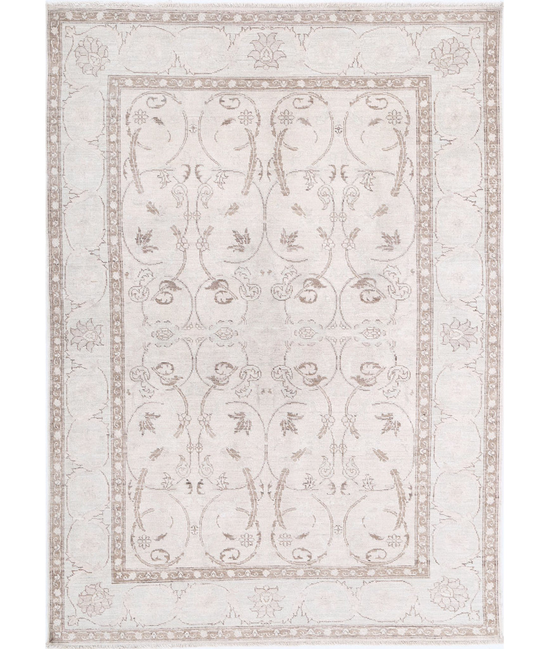 Serenity 4'3'' X 5'11'' Hand-Knotted Wool Rug 4'3'' x 5'11'' (128 X 178) / Ivory / Brown