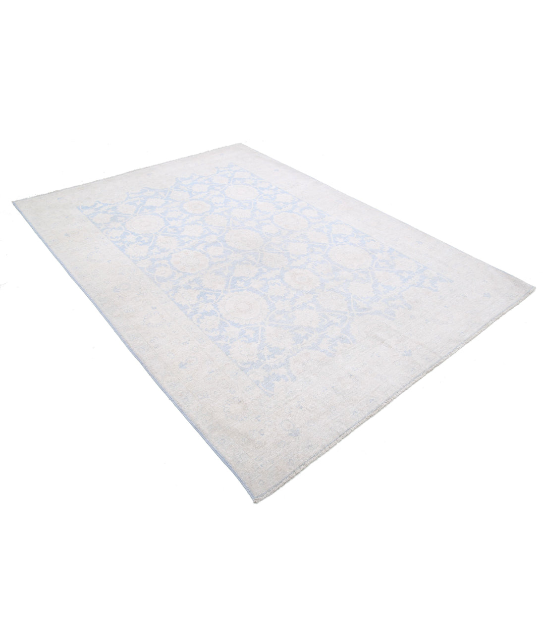 Serenity 6'0'' X 8'7'' Hand-Knotted Wool Rug 6'0'' x 8'7'' (180 X 258) / Blue / Ivory