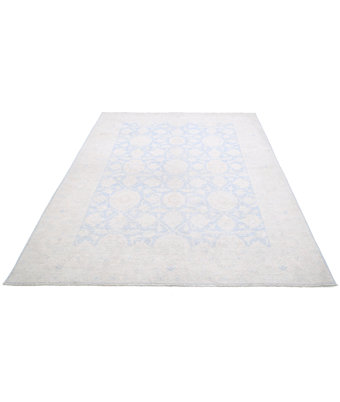 Serenity 6'0'' X 8'7'' Hand-Knotted Wool Rug 6'0'' x 8'7'' (180 X 258) / Blue / Ivory