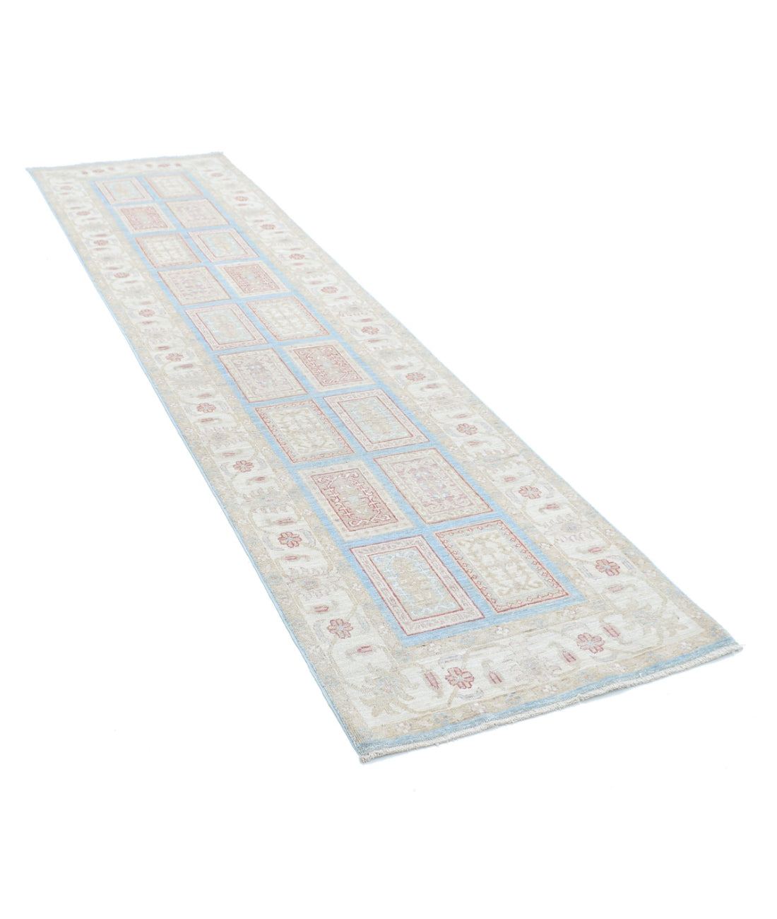 Serenity 2'7'' X 10'1'' Hand-Knotted Wool Rug 2'7'' x 10'1'' (78 X 303) / Blue / Ivory