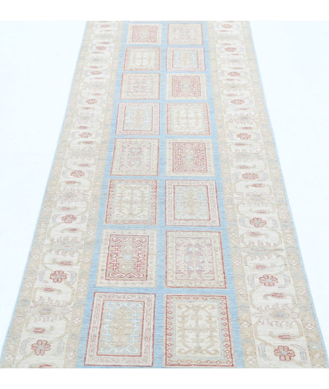 Serenity 2'7'' X 10'1'' Hand-Knotted Wool Rug 2'7'' x 10'1'' (78 X 303) / Blue / Ivory