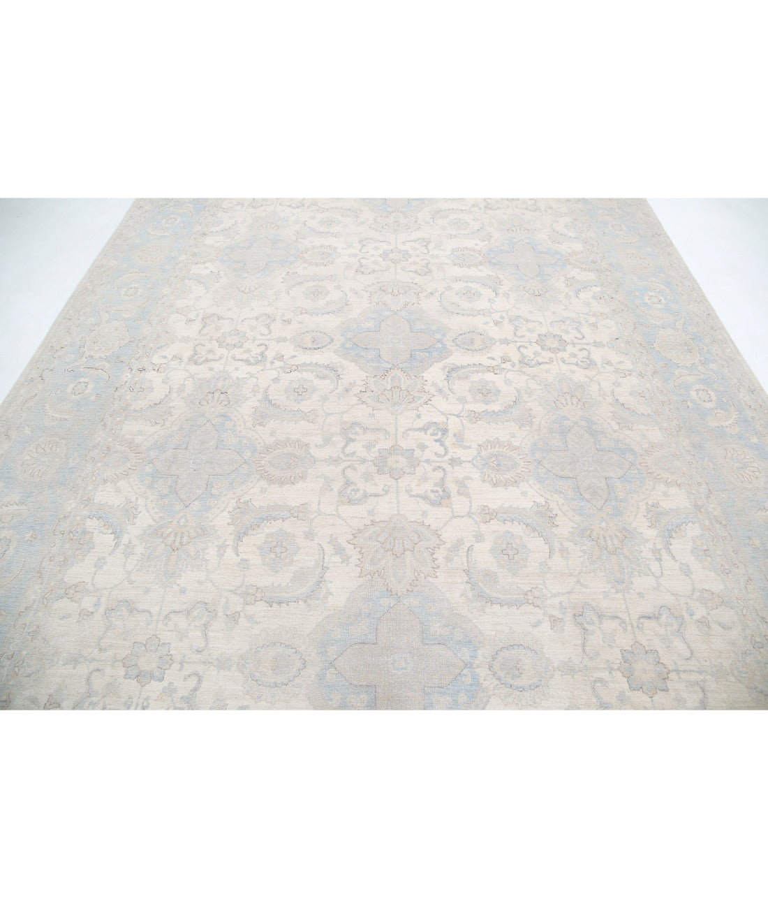 Serenity 8'10'' X 12'7'' Hand-Knotted Wool Rug 8'10'' x 12'7'' (265 X 378) / Ivory / Blue