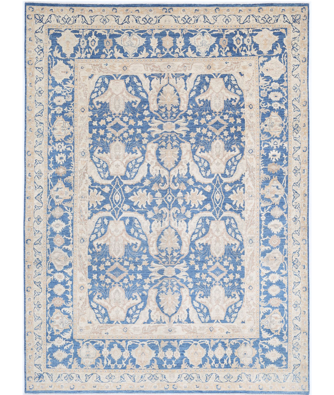 Ziegler 8'6'' X 11'7'' Hand-Knotted Wool Rug 8'6'' x 11'7'' (255 X 348) / Blue / Ivory