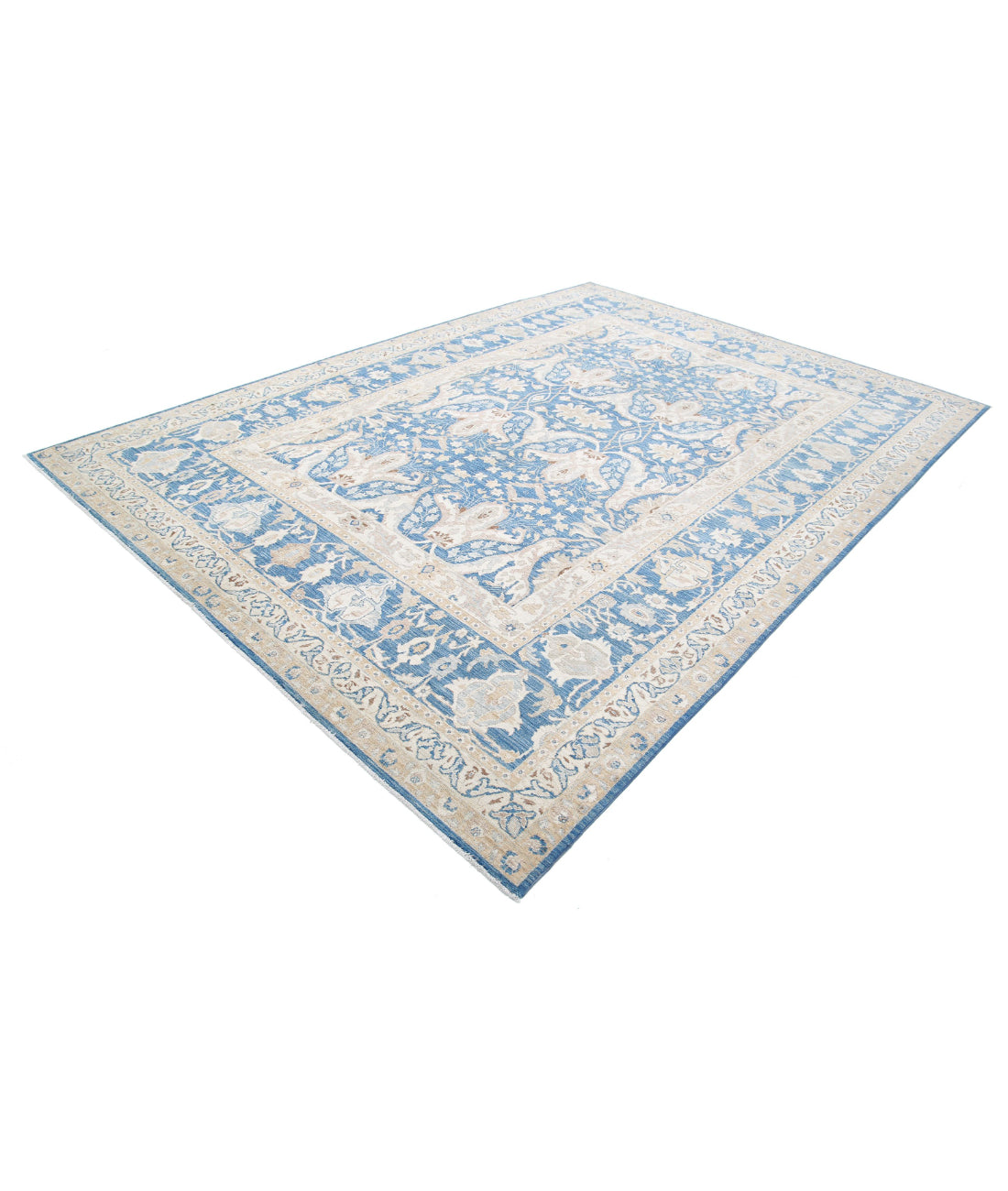 Serenity 8'6'' X 11'11'' Hand-Knotted Wool Rug 8'6'' x 11'11'' (255 X 358) / Blue / Ivory