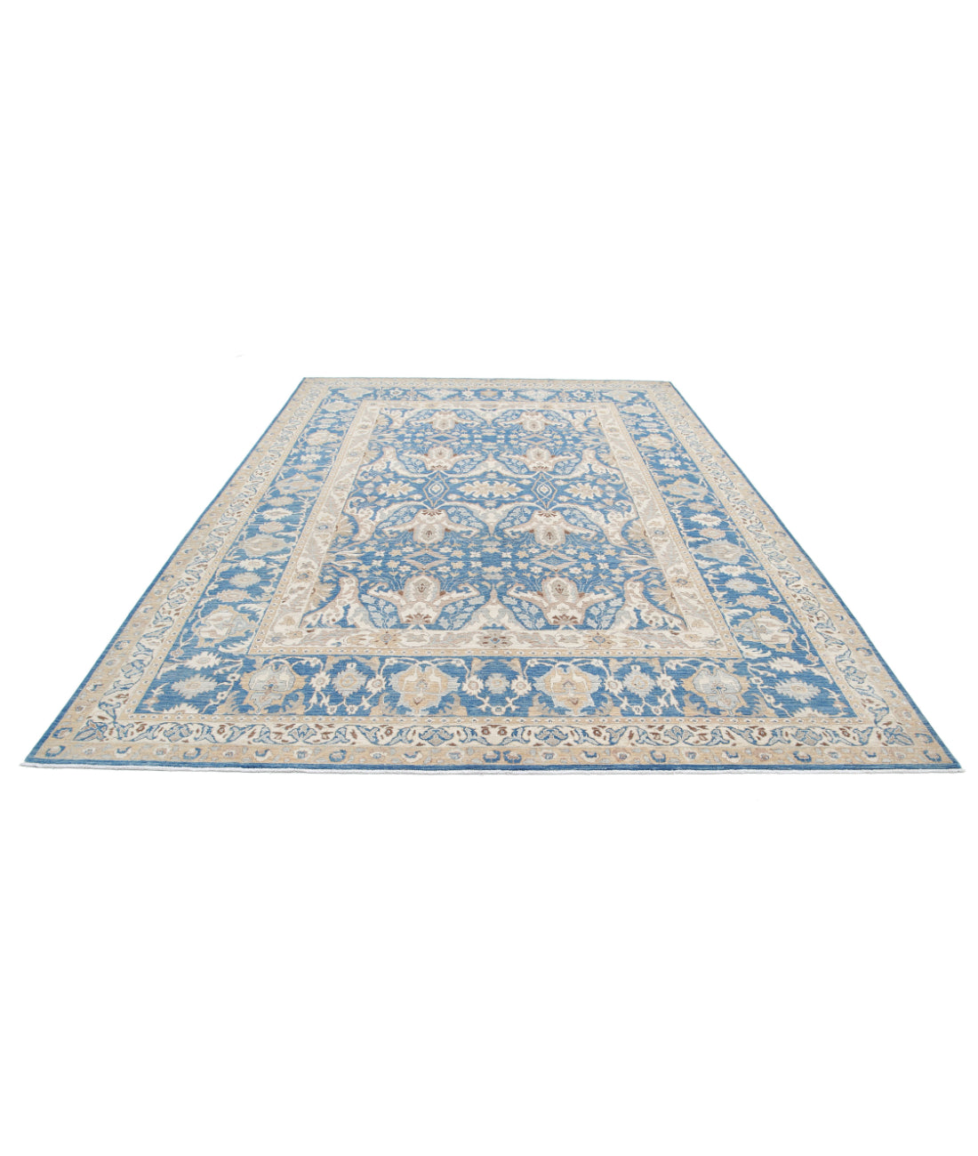 Serenity 8'6'' X 11'11'' Hand-Knotted Wool Rug 8'6'' x 11'11'' (255 X 358) / Blue / Ivory