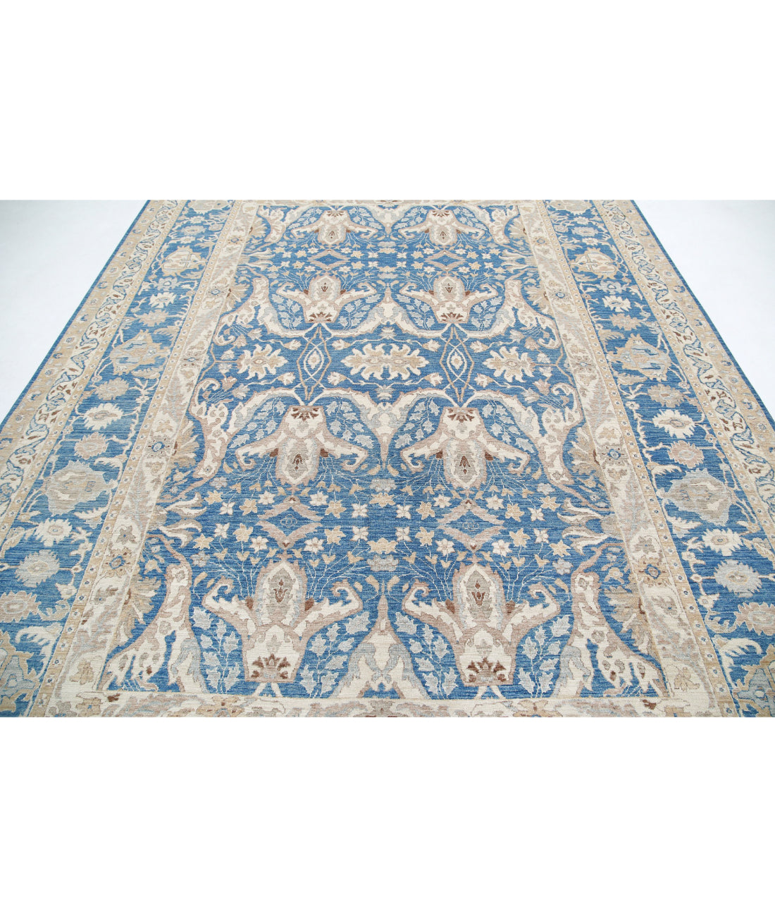 Serenity 8'6'' X 11'11'' Hand-Knotted Wool Rug 8'6'' x 11'11'' (255 X 358) / Blue / Ivory