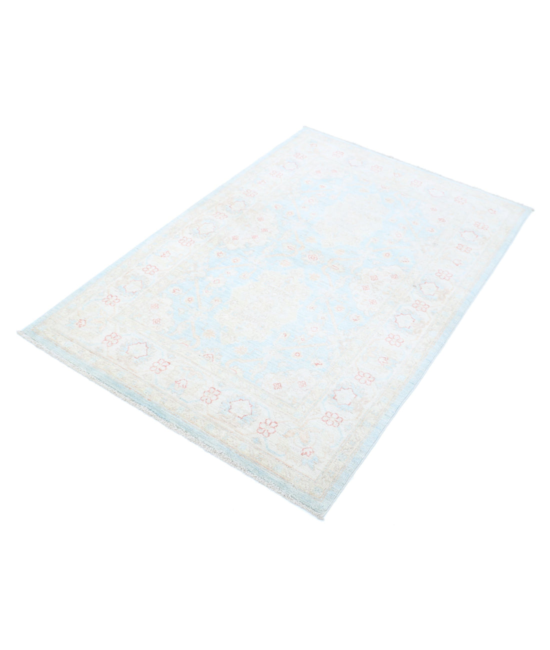 Serenity 3'2'' X 4'9'' Hand-Knotted Wool Rug 3'2'' x 4'9'' (95 X 143) / Blue / Ivory