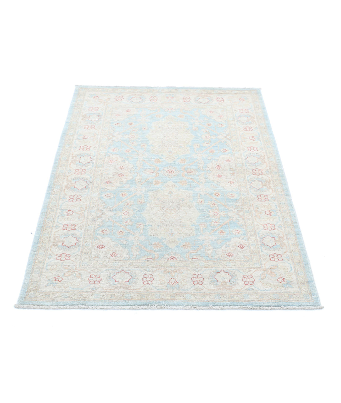 Serenity 3'2'' X 4'9'' Hand-Knotted Wool Rug 3'2'' x 4'9'' (95 X 143) / Blue / Ivory