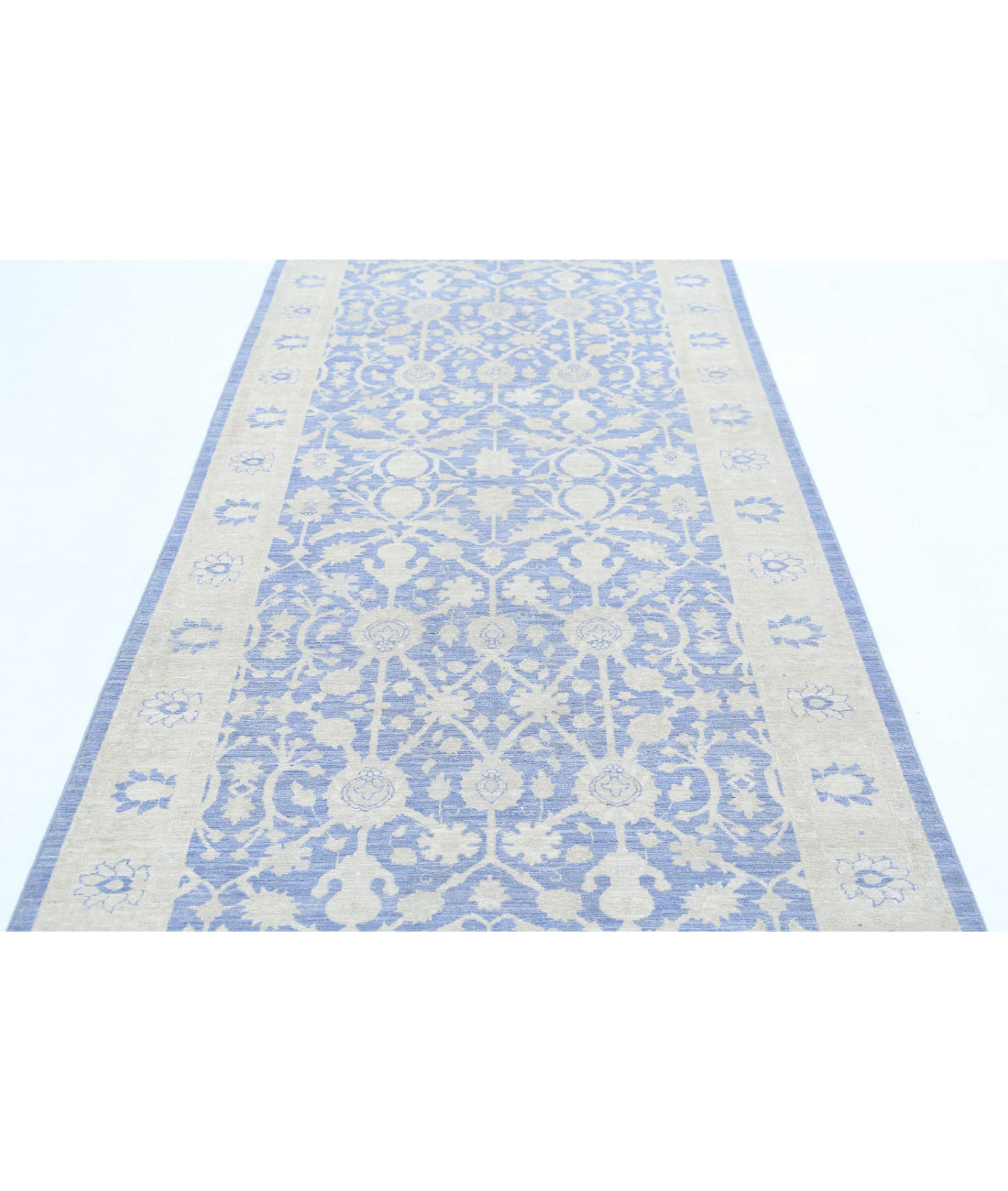 Serenity 4'0'' X 11'1'' Hand-Knotted Wool Rug 4'0'' x 11'1'' (120 X 333) / Blue / Ivory