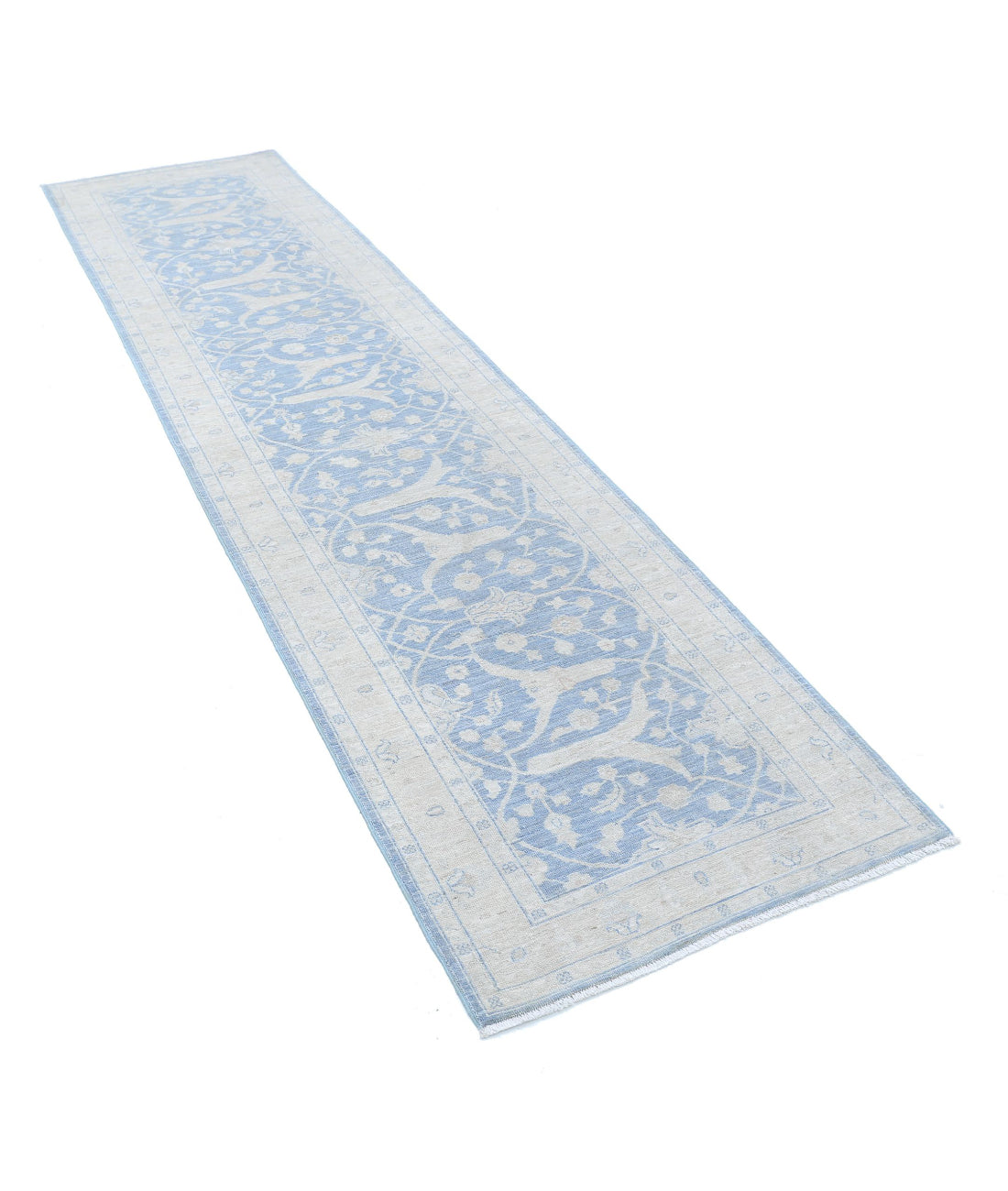 Serenity 2'5'' X 9'6'' Hand-Knotted Wool Rug 2'5'' x 9'6'' (73 X 285) / Blue / Ivory