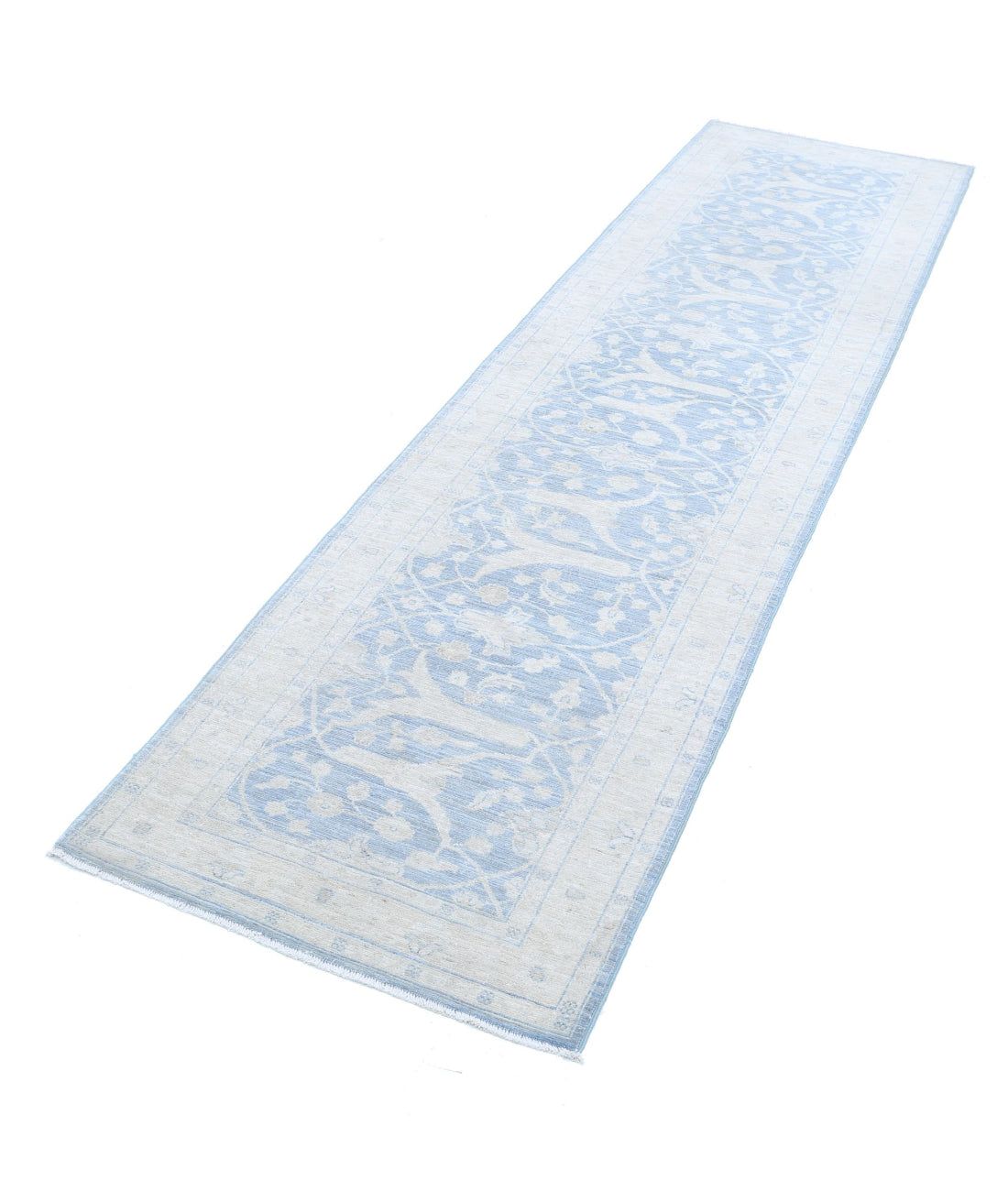 Serenity 2'5'' X 9'6'' Hand-Knotted Wool Rug 2'5'' x 9'6'' (73 X 285) / Blue / Ivory