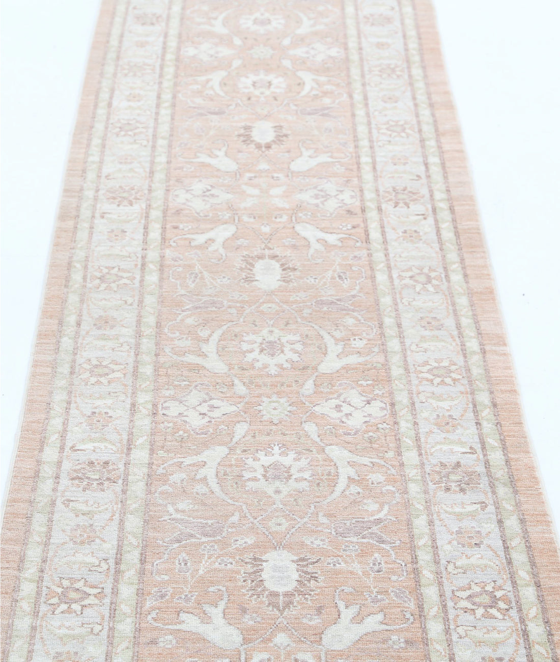 Serenity 2'4'' X 9'8'' Hand-Knotted Wool Rug 2'4'' x 9'8'' (70 X 290) / Peach / Grey