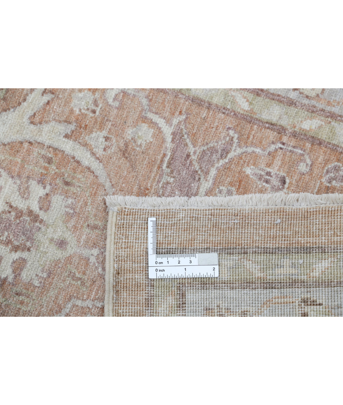 Serenity 2'4'' X 9'8'' Hand-Knotted Wool Rug 2'4'' x 9'8'' (70 X 290) / Peach / Grey