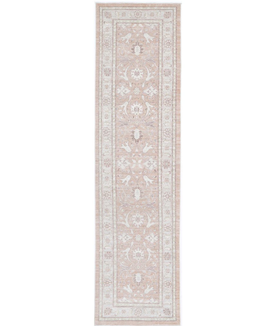 Serenity 2'4'' X 9'8'' Hand-Knotted Wool Rug 2'4'' x 9'8'' (70 X 290) / Peach / Grey