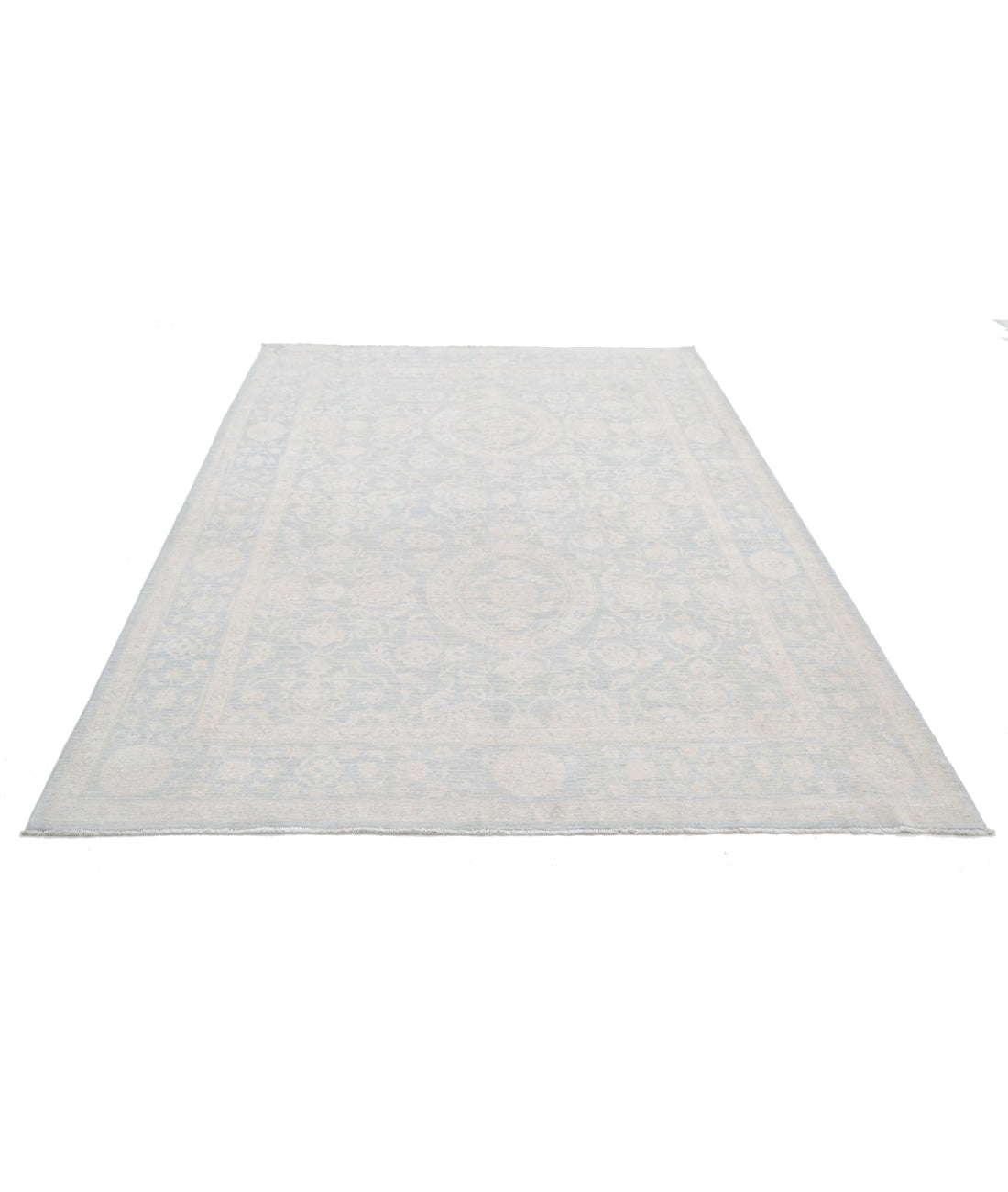 Serenity 5'11'' X 8'11'' Hand-Knotted Wool Rug 5'11'' x 8'11'' (178 X 268) / Ivory / Blue