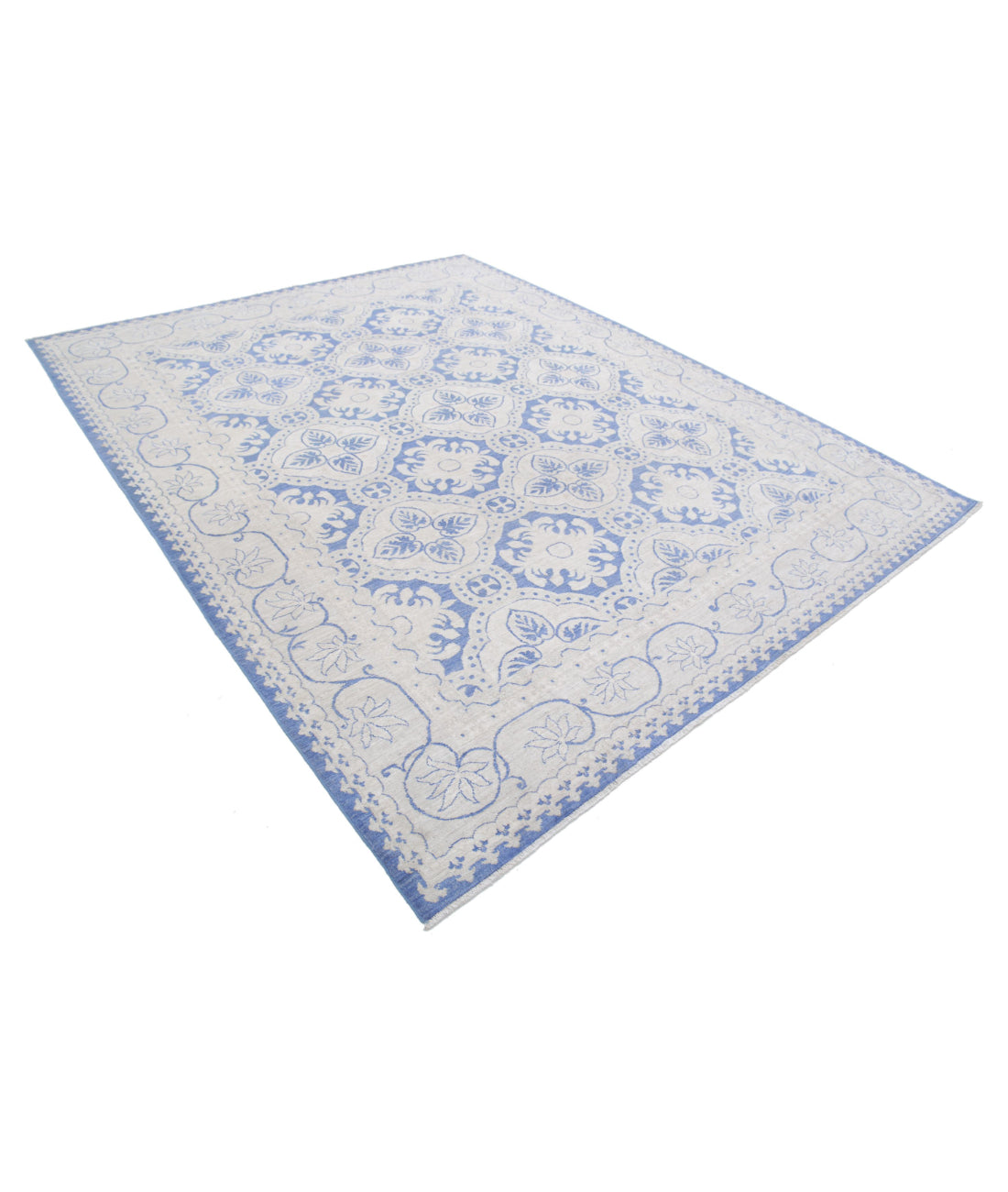 Serenity 7'11'' X 9'9'' Hand-Knotted Wool Rug 7'11'' x 9'9'' (238 X 293) / Blue / Ivory