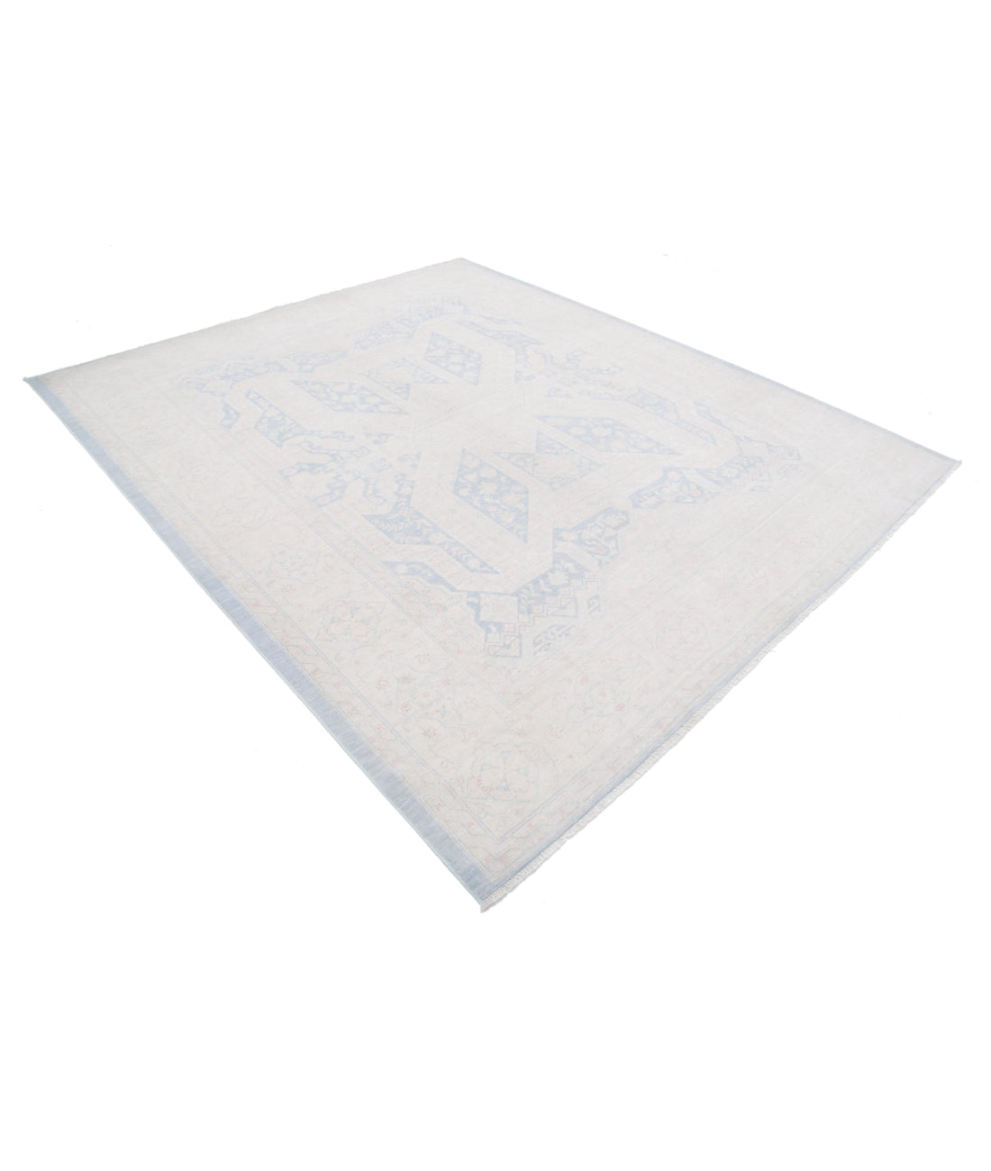 Serenity 7'9'' X 9'2'' Hand-Knotted Wool Rug 7'9'' x 9'2'' (233 X 275) / Blue / Ivory