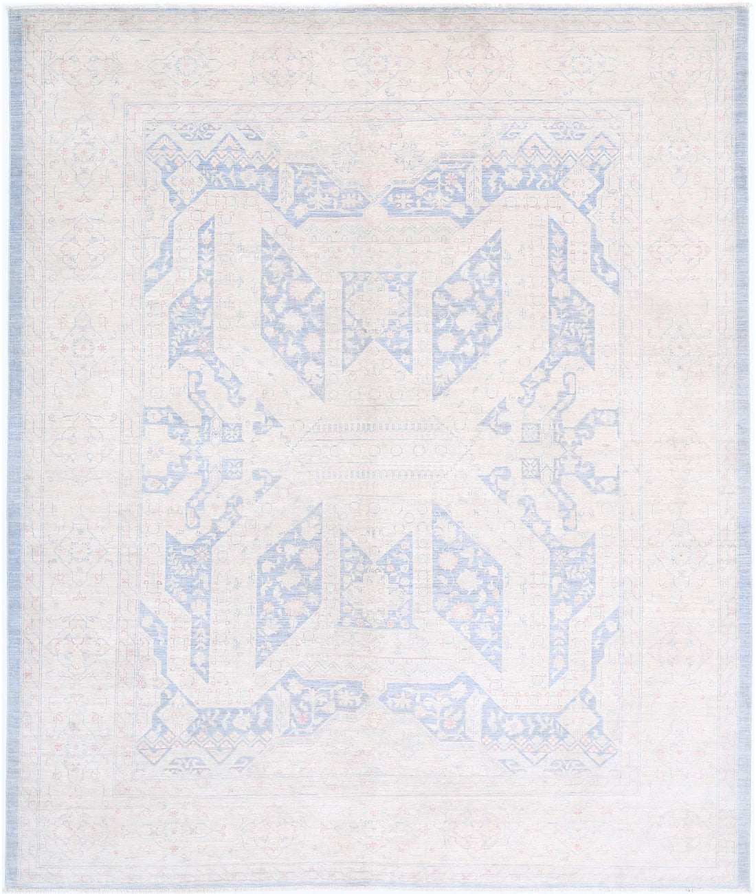 Serenity 7'9'' X 9'2'' Hand-Knotted Wool Rug 7'9'' x 9'2'' (233 X 275) / Blue / Ivory