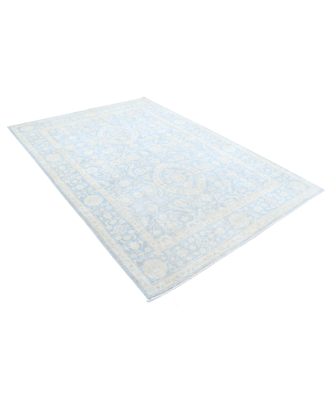 Serenity 5'11'' X 8'8'' Hand-Knotted Wool Rug 5'11'' x 8'8'' (178 X 260) / Blue / Ivory