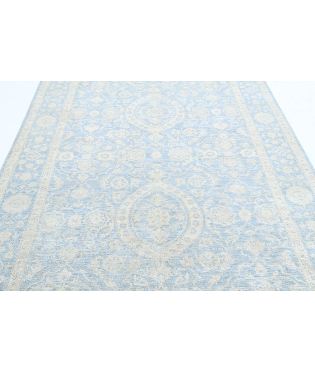 Serenity 5'11'' X 8'8'' Hand-Knotted Wool Rug 5'11'' x 8'8'' (178 X 260) / Blue / Ivory