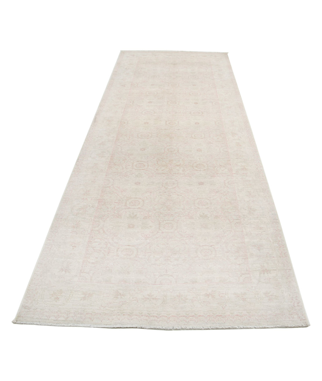 Serenity 3'11'' X 11'0'' Hand-Knotted Wool Rug 3'11'' x 11'0'' (118 X 330) / Ivory / Pink