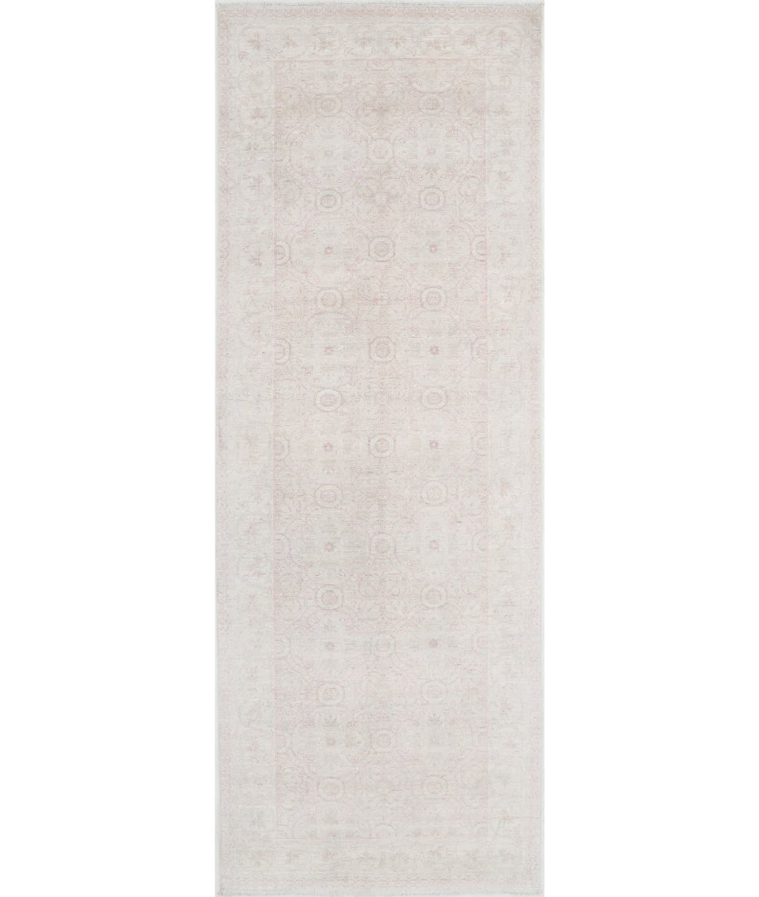 Serenity 3'11'' X 11'0'' Hand-Knotted Wool Rug 3'11'' x 11'0'' (118 X 330) / Ivory / Pink