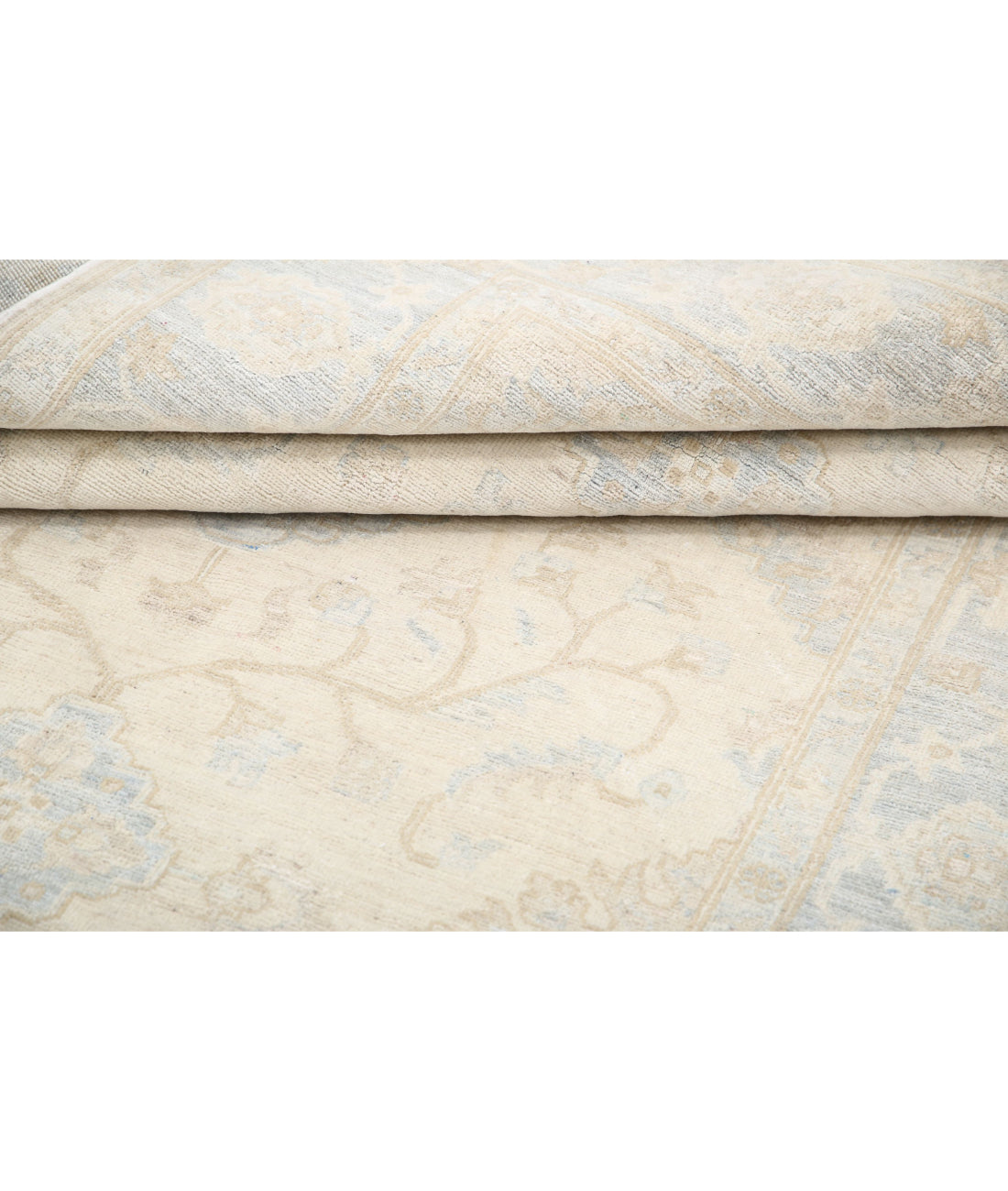 Serenity 4'1'' X 15'0'' Hand-Knotted Wool Rug 4'1'' x 15'0'' (123 X 450) / Ivory / Blue