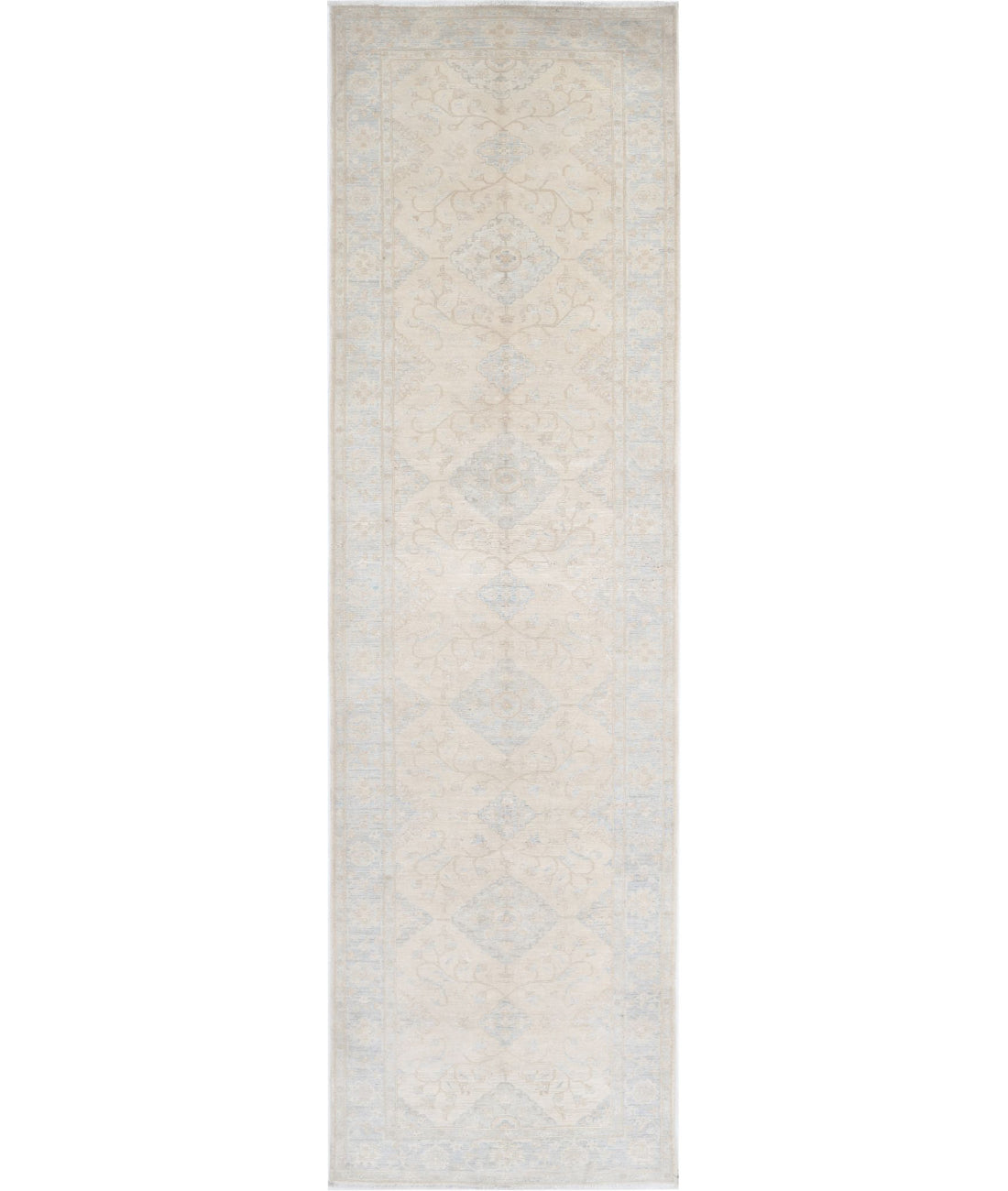 Serenity 4'1'' X 15'0'' Hand-Knotted Wool Rug 4'1'' x 15'0'' (123 X 450) / Ivory / Blue