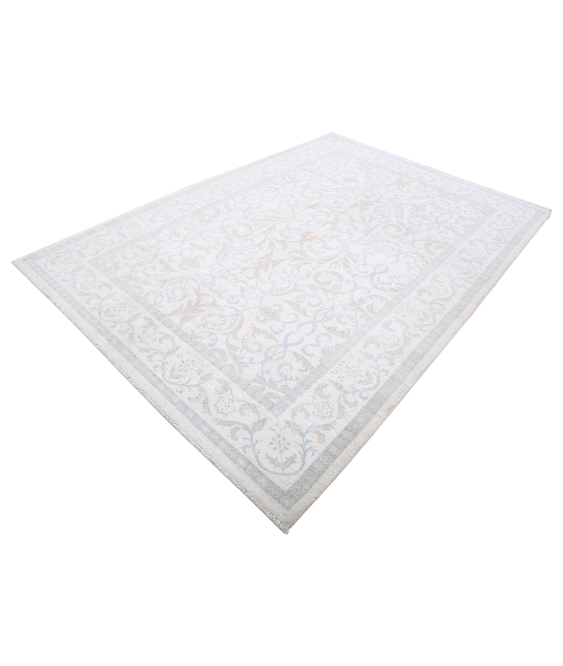 Serenity 6'4'' X 8'9'' Hand-Knotted Wool Rug 6'4'' x 8'9'' (190 X 263) / Ivory / Blue