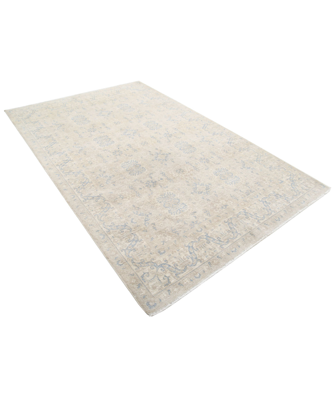 Serenity 5'8'' X 8'9'' Hand-Knotted Wool Rug 5'8'' x 8'9'' (170 X 263) / Ivory / Blue