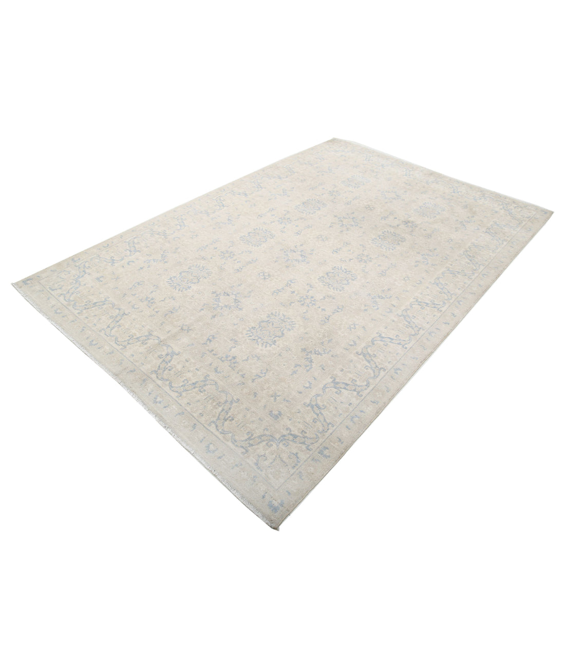 Serenity 5'8'' X 8'9'' Hand-Knotted Wool Rug 5'8'' x 8'9'' (170 X 263) / Ivory / Blue