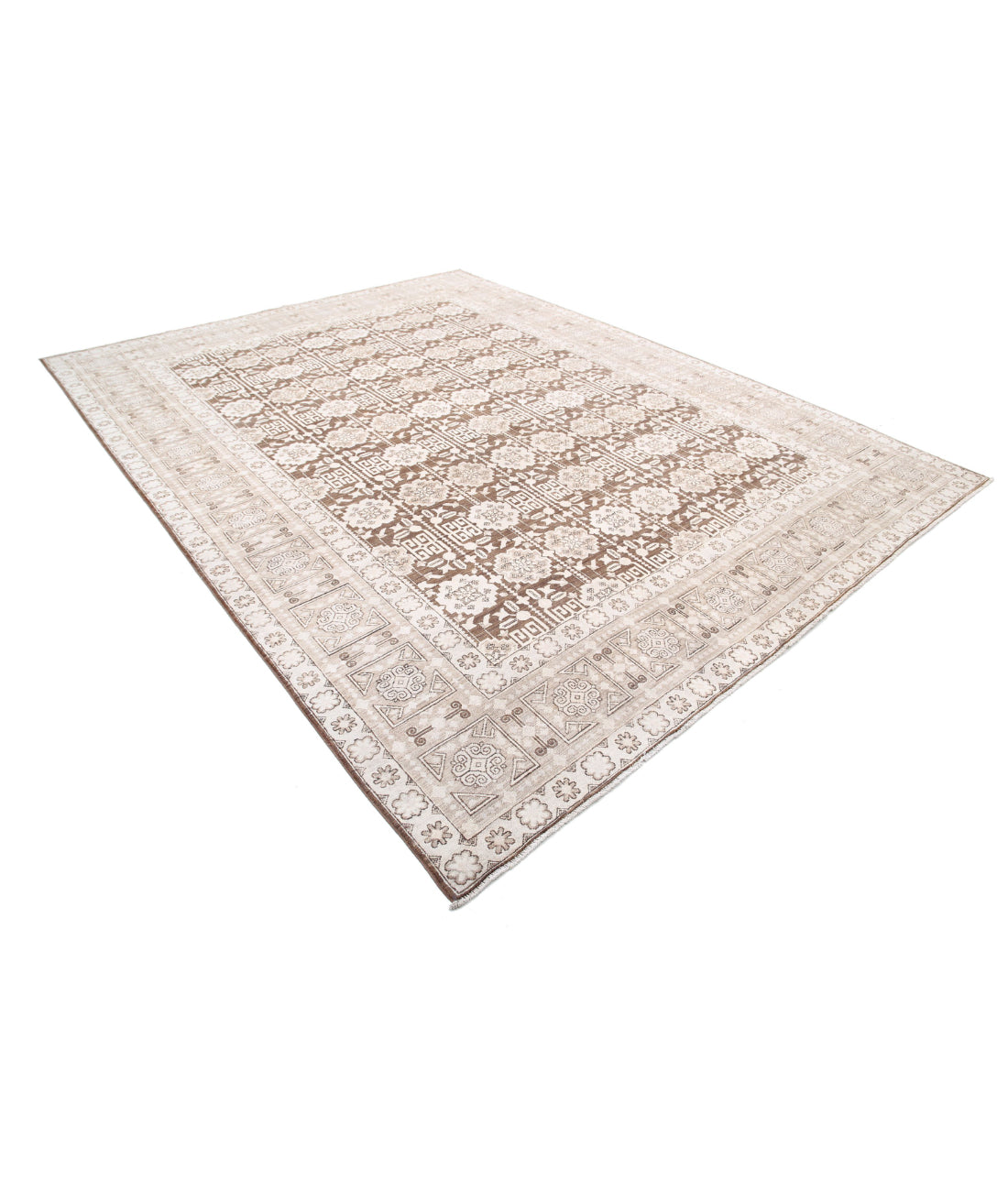 Serenity 8'9'' X 11'6'' Hand-Knotted Wool Rug 8'9'' x 11'6'' (263 X 345) / Brown / Ivory