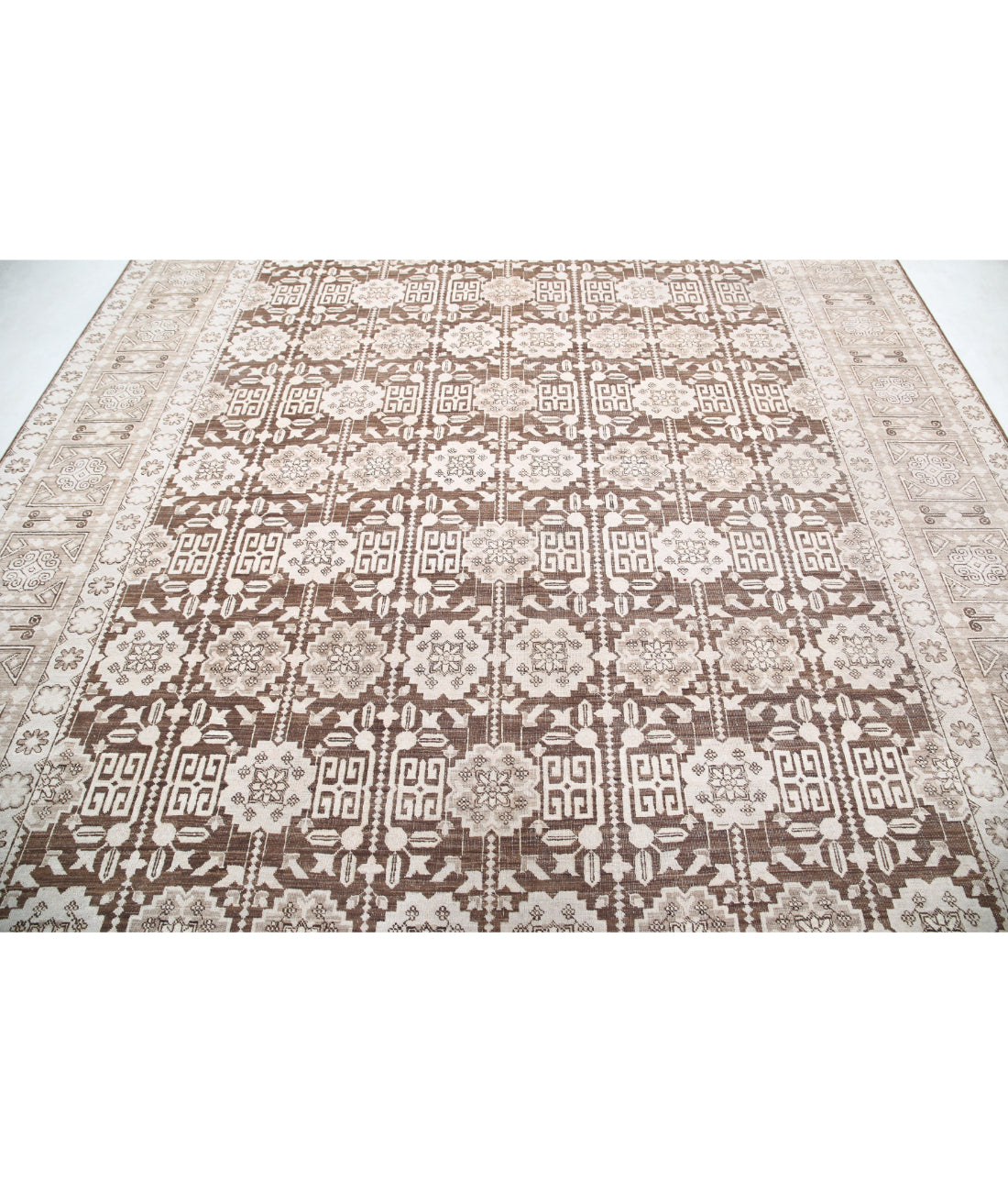 Serenity 8'9'' X 11'6'' Hand-Knotted Wool Rug 8'9'' x 11'6'' (263 X 345) / Brown / Ivory