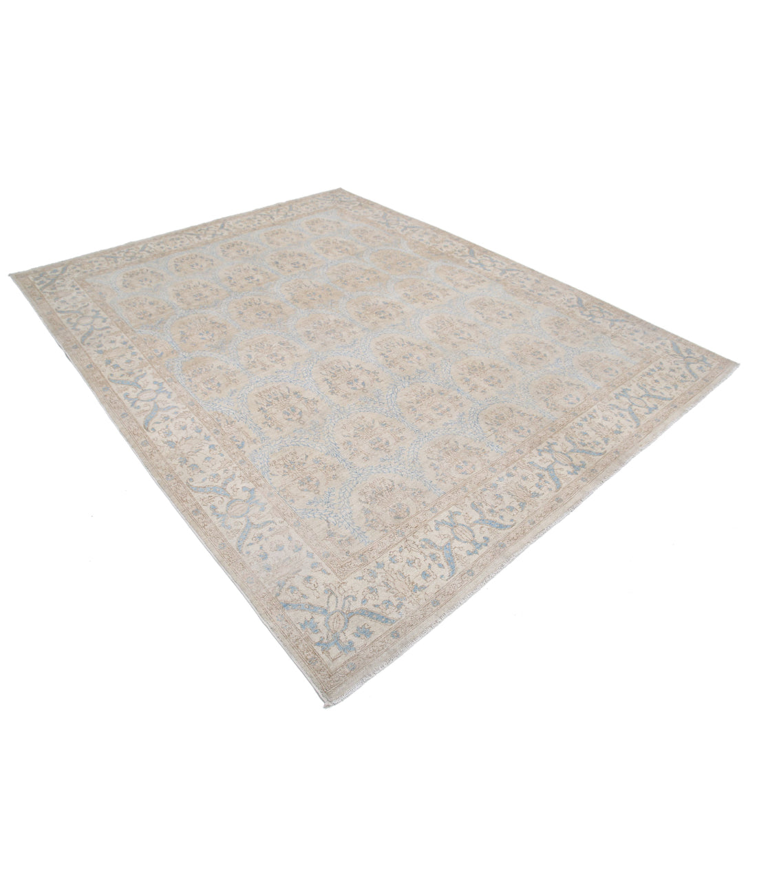 Serenity 7'7'' X 9'5'' Hand-Knotted Wool Rug 7'7'' x 9'5'' (228 X 283) / Blue / Ivory