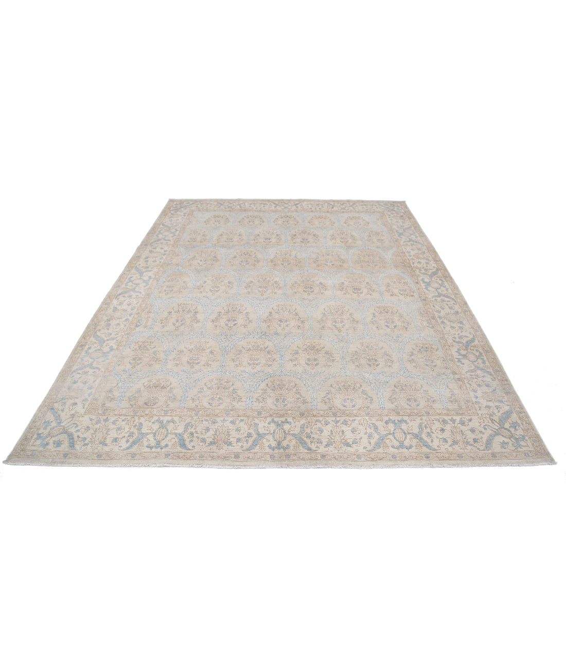 Serenity 7'7'' X 9'5'' Hand-Knotted Wool Rug 7'7'' x 9'5'' (228 X 283) / Blue / Ivory