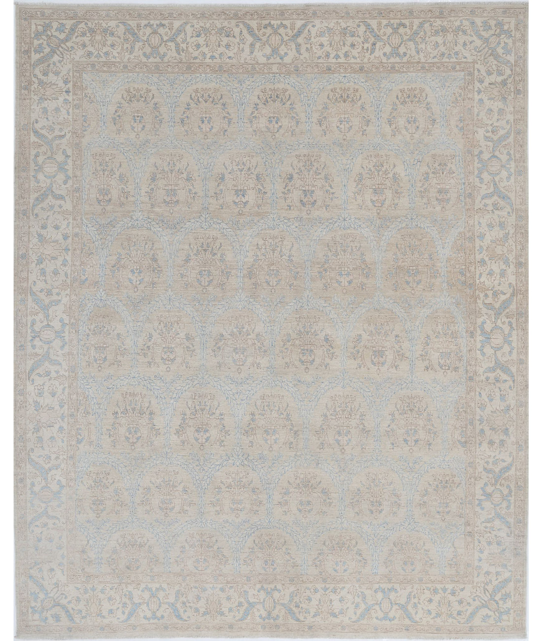 Serenity 7'7'' X 9'5'' Hand-Knotted Wool Rug 7'7'' x 9'5'' (228 X 283) / Blue / Ivory