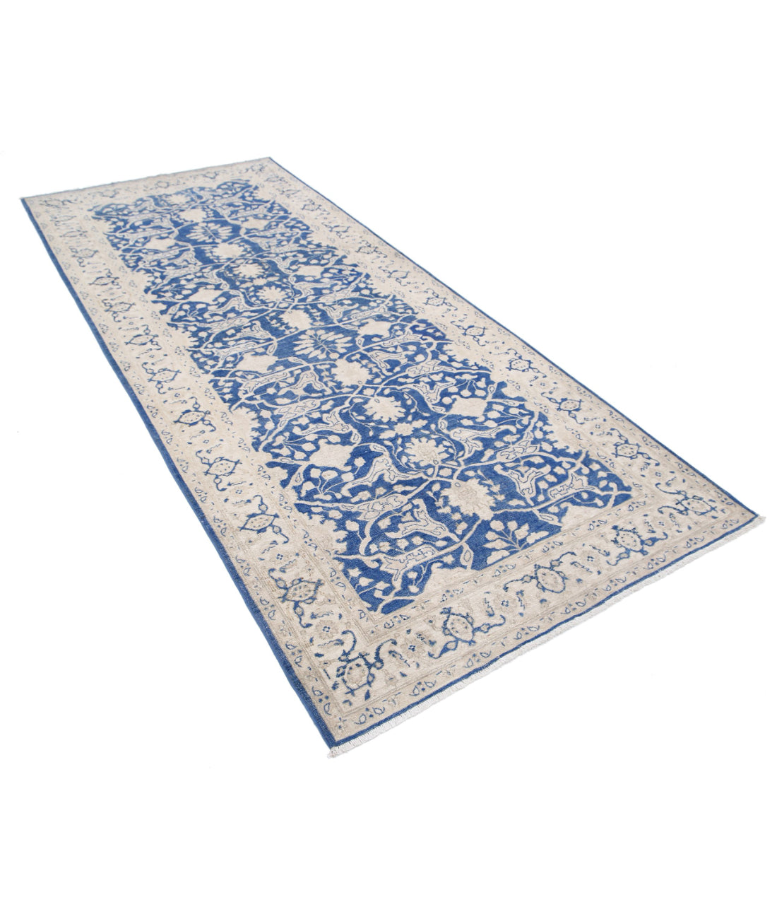 Serenity 4'3'' X 9'11'' Hand-Knotted Wool Rug 4'3'' x 9'11'' (128 X 298) / Blue / Ivory