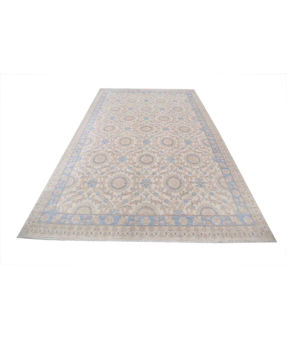 Serenity 6'6'' X 11'0'' Hand-Knotted Wool Rug 6'6'' x 11'0'' (195 X 330) / Ivory / Blue