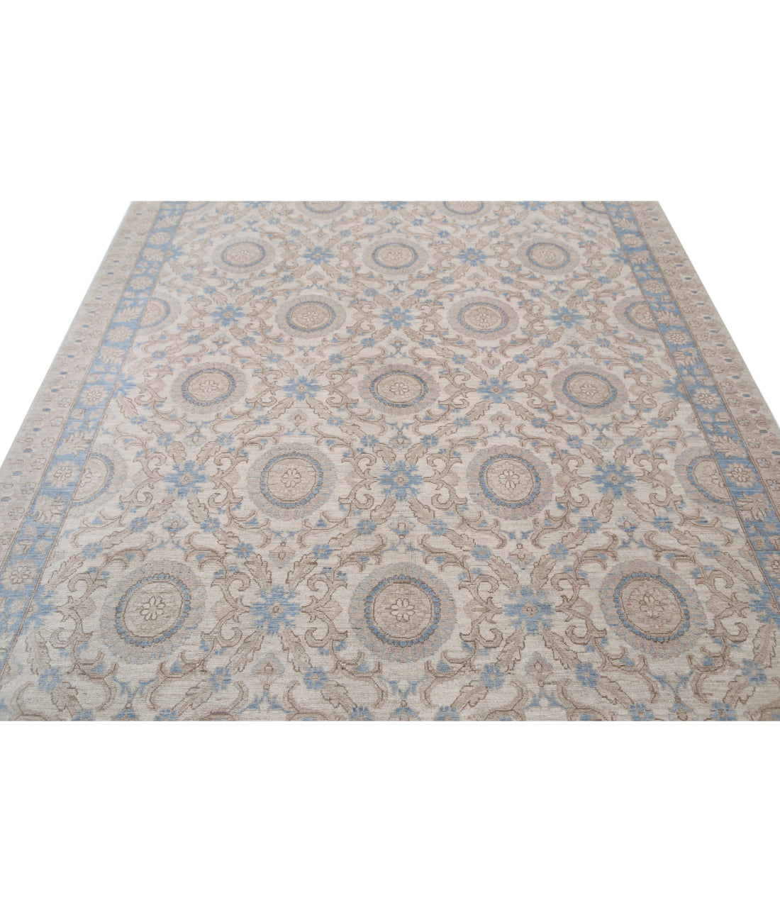 Serenity 6'6'' X 11'0'' Hand-Knotted Wool Rug 6'6'' x 11'0'' (195 X 330) / Ivory / Blue