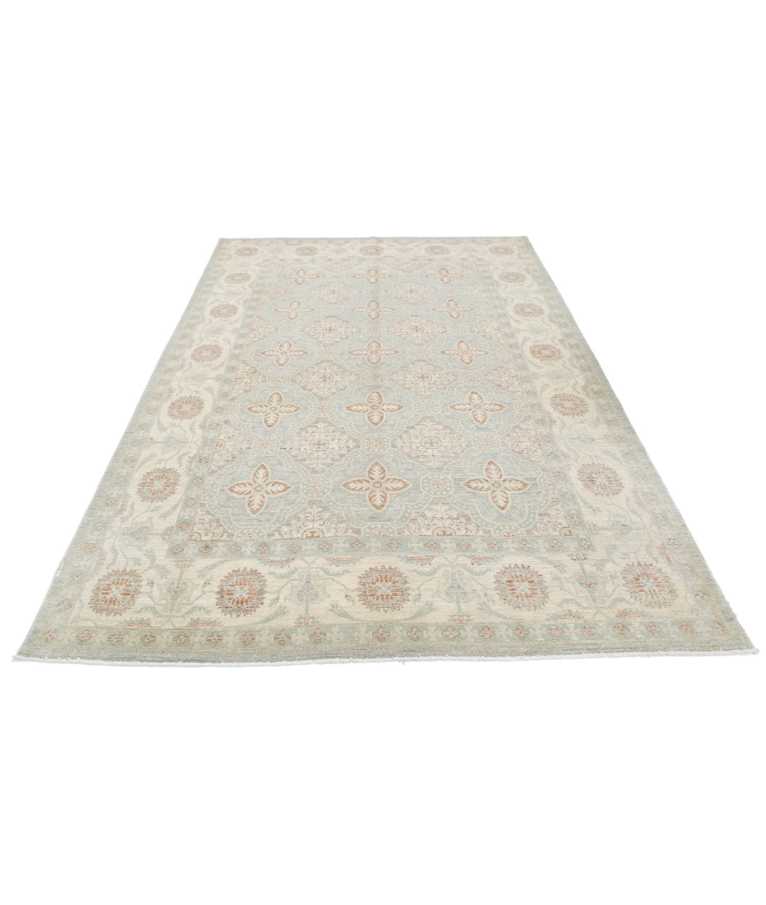 Serenity 6'1'' X 8'10'' Hand-Knotted Wool Rug 6'1'' x 8'10'' (183 X 265) / Blue / Ivory