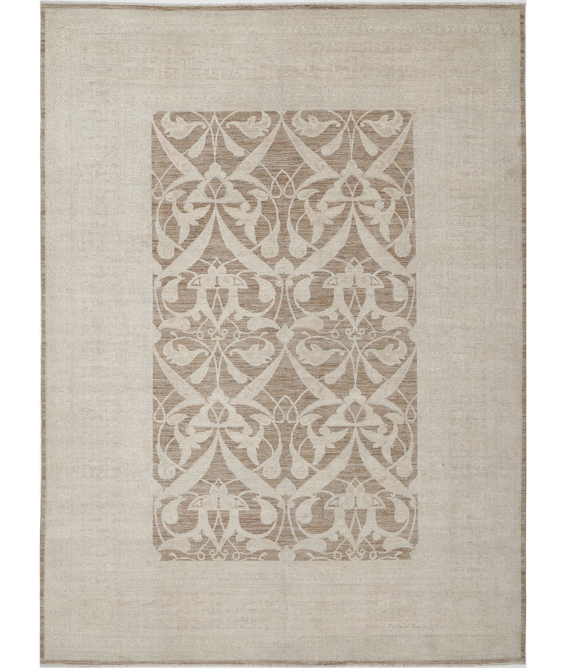 Serenity 9'10'' X 13'7'' Hand-Knotted Wool Rug 9'10'' x 13'7'' (295 X 408) / Brown / Ivory