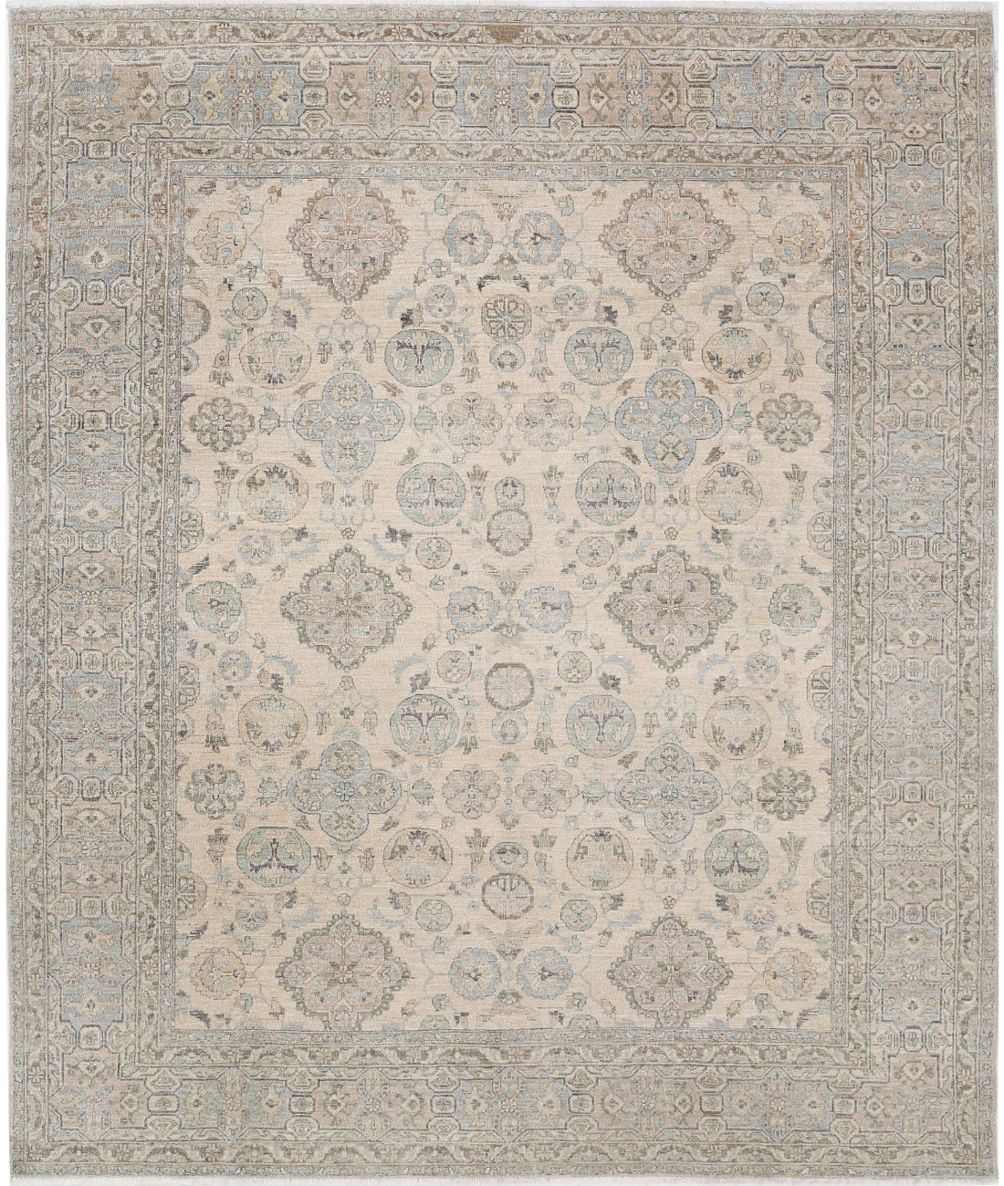 Serenity 8'1'' X 9'8'' Hand-Knotted Wool Rug 8'1'' x 9'8'' (243 X 290) / Ivory / Blue