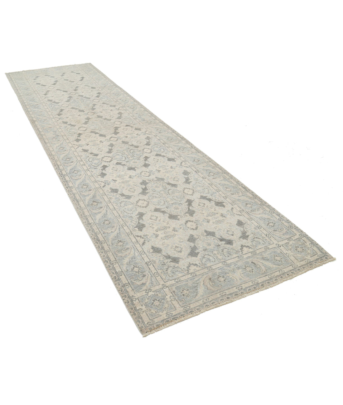 Serenity 3'10'' X 13'7'' Hand-Knotted Wool Rug 3'10'' x 13'7'' (115 X 408) / Grey / Blue