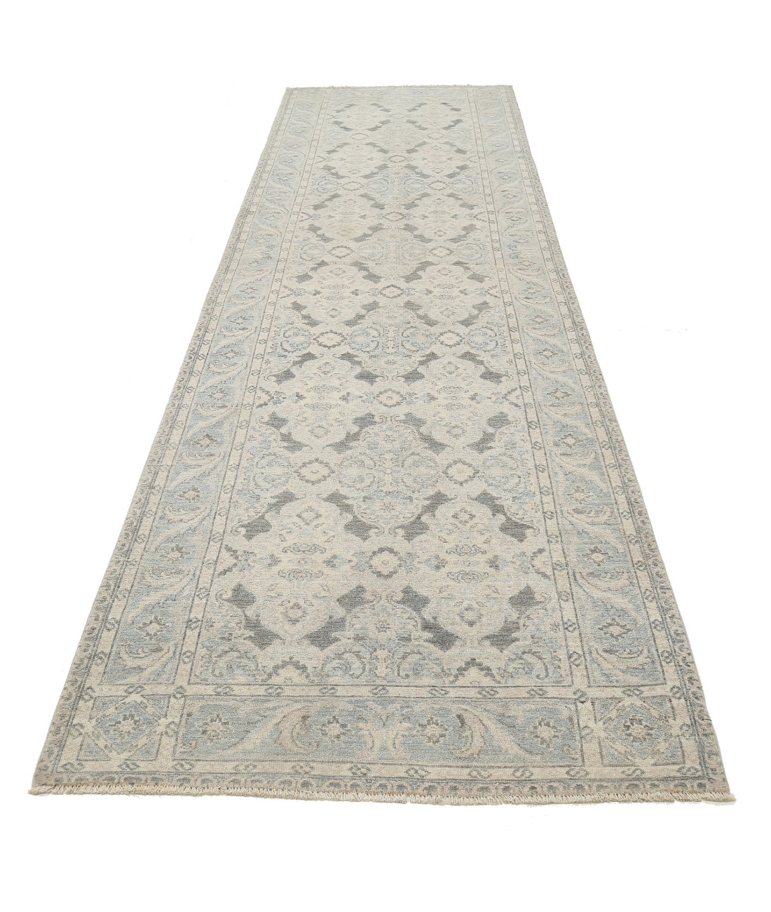 Serenity 3'10'' X 13'7'' Hand-Knotted Wool Rug 3'10'' x 13'7'' (115 X 408) / Grey / Blue
