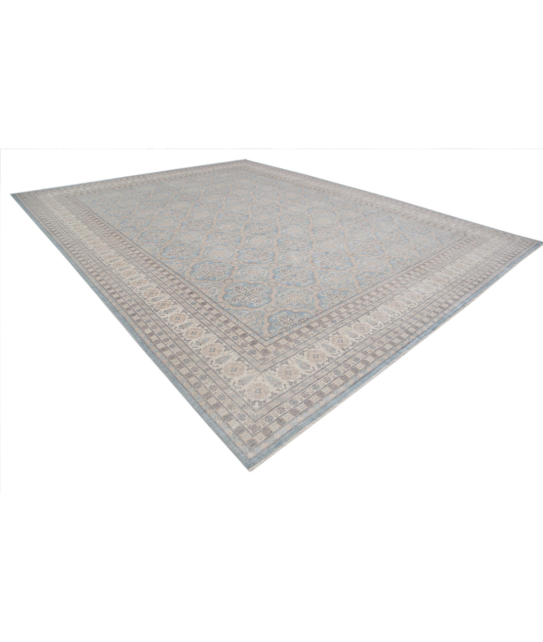 Serenity 13'11'' X 17'11'' Hand-Knotted Wool Rug 13'11'' x 17'11'' (418 X 538) / Blue / Ivory