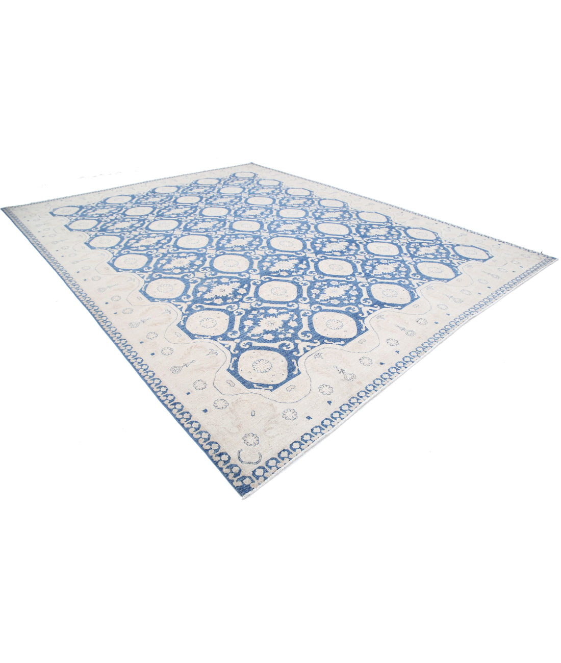 Ziegler 11'9'' X 14'6'' Hand-Knotted Wool-Silk Rug 11'9'' x 14'6'' (353 X 435) / Blue / Ivory