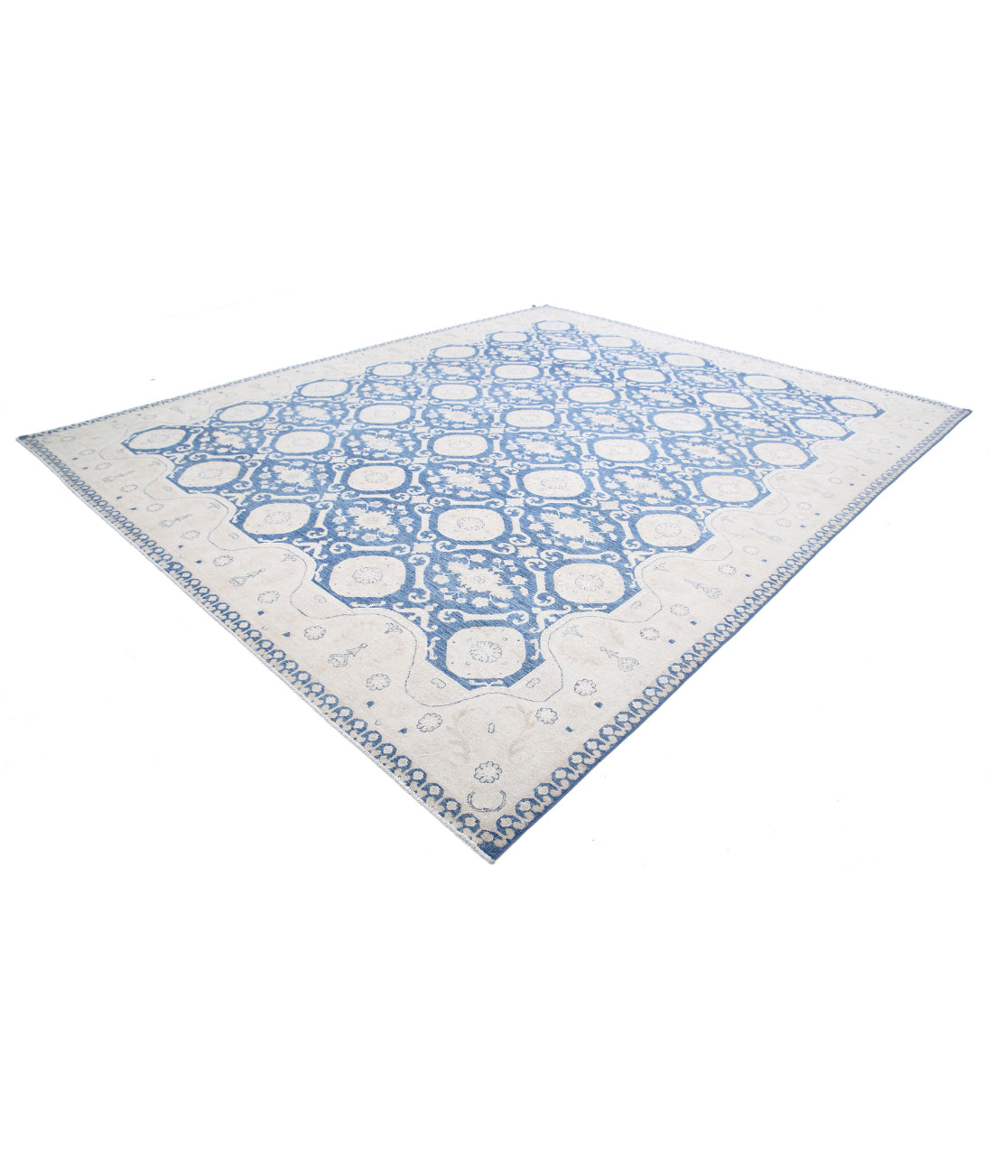 Ziegler 11'9'' X 14'6'' Hand-Knotted Wool-Silk Rug 11'9'' x 14'6'' (353 X 435) / Blue / Ivory