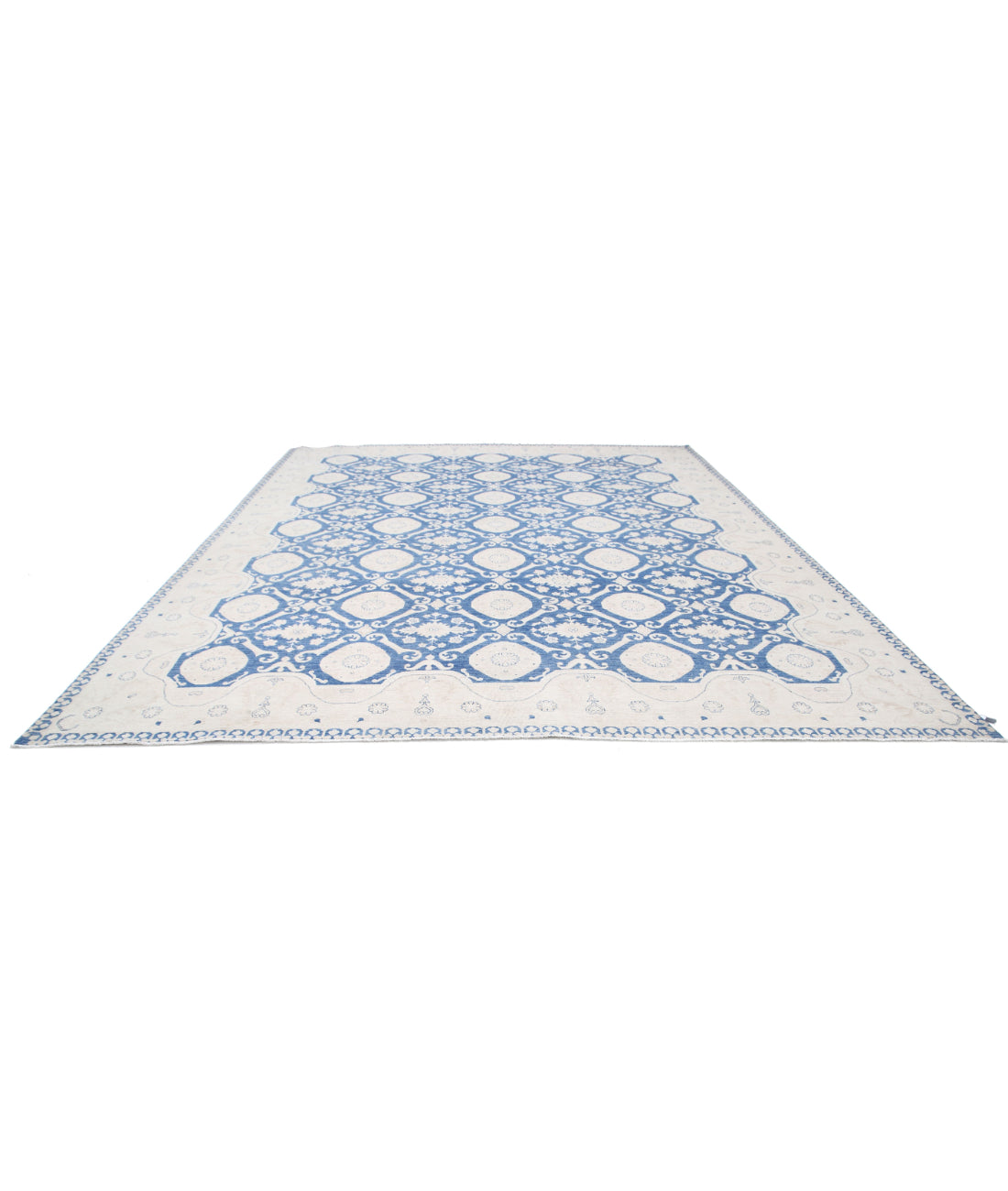 Ziegler 11'9'' X 14'6'' Hand-Knotted Wool-Silk Rug 11'9'' x 14'6'' (353 X 435) / Blue / Ivory