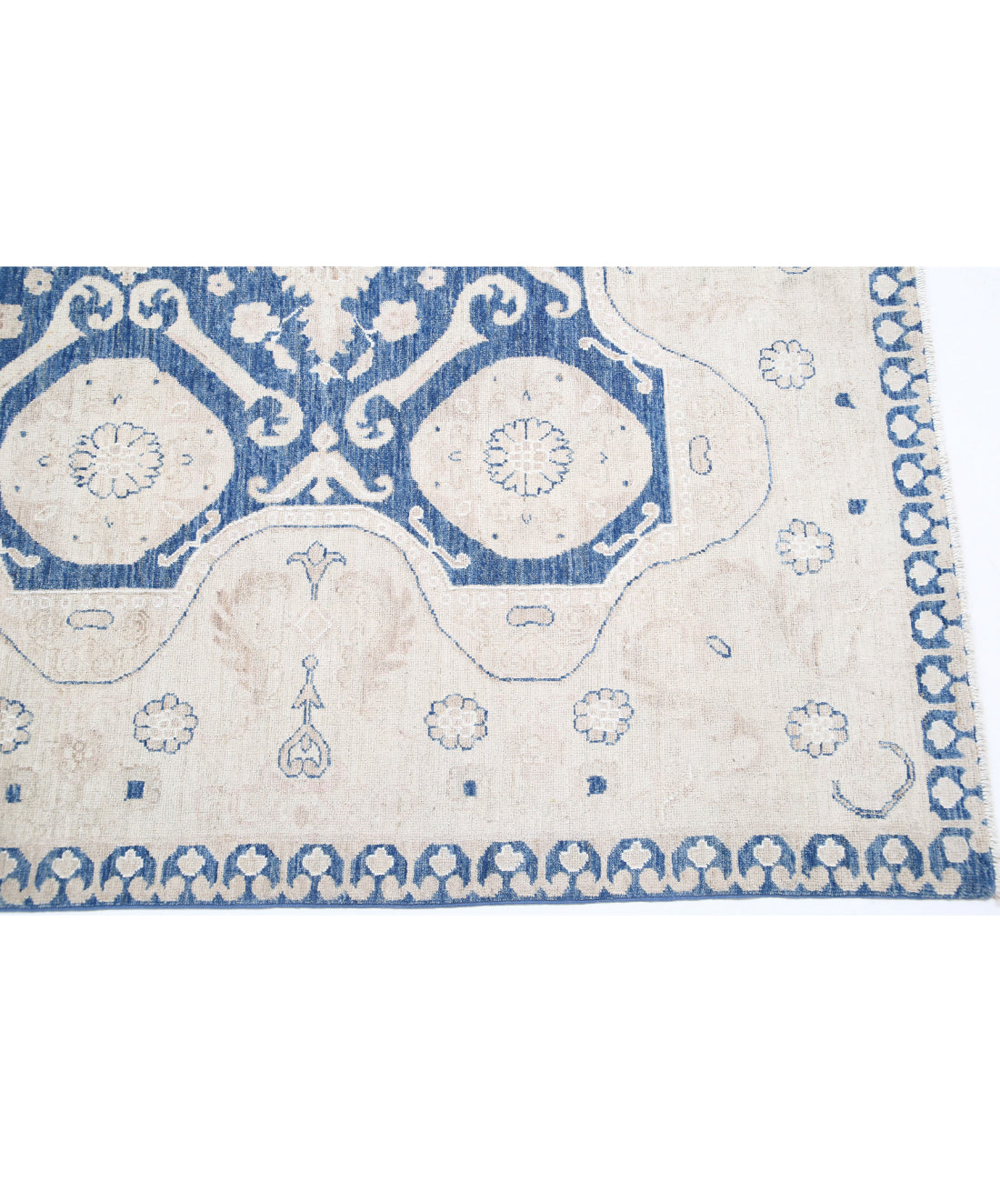 Ziegler 11'9'' X 14'6'' Hand-Knotted Wool-Silk Rug 11'9'' x 14'6'' (353 X 435) / Blue / Ivory